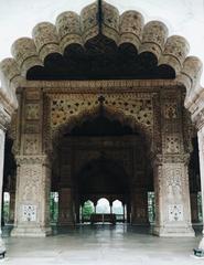 Columns with intricate designs inside Diwan-E-Khaas at Red Fort