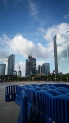 Guangzhou skyline at sunset with modern skyscrapers