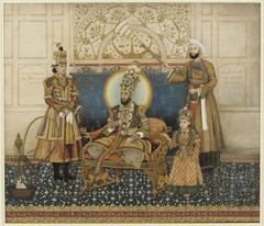 Bahadur Shah II enthroned with Mirza Fakhruddin