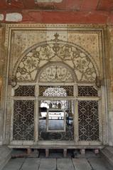 Marble screen with Scale of Justice motif in Northern View of Khas Mahal at Red Fort, Delhi