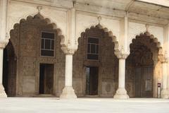 Outside decorated pillars of Khas Mahal