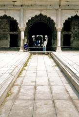 Empty pool known as 'The Paradise River' in Khas Mahal at Red Fort, Delhi, India