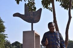 Selfie taken by a car driver-guide in Chandigarh, North India in November 2017