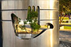 Open Hand Monument at Sukhna Lake