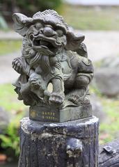 Traditional lion sculpture on a bridge in JieShou Park, Taipei