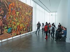 Viewers admiring Jonas Burgert's painting Second Day Nothing at Denver Museum of Contemporary Art