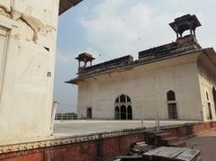 Red Fort premises with tourists in Delhi