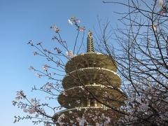 Japantown Peace Pagoda with sakura trees