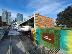 northern entrance to Vida Parque mixed-use center in Parque Araucano, Santiago