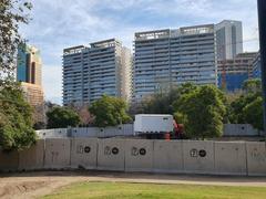 Construction perimeter of Parque Araucano station Line 7 Santiago Metro