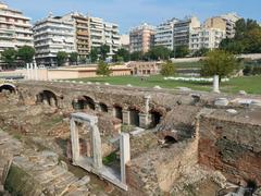 Forum Romanum Thessaloniki with excavation areas and modern residential buildings