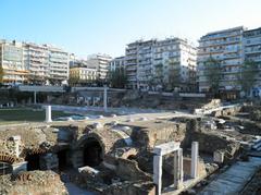 Roman Agora ruins with scattered columns and historic structures