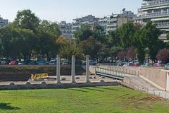 three columns at Thessaloniki Ancient Agora, Greece