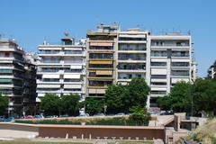 View of Thessaloniki cityscape with waterfront buildings