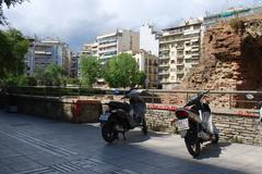 view of Thessaloniki cityscape with sea and buildings