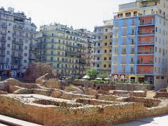 Archaeological finds in Navarinou Square in Thessaloniki, Greece