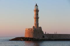 Chania Lighthouse at night