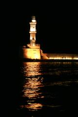 Chania Lighthouse at sunset with calm sea