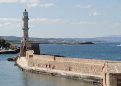 Chania lighthouse at sunset in Crete, Greece