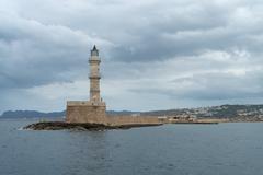 Chania Lighthouse at sunset