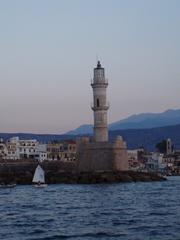 Lighthouse at the old harbor of Chania