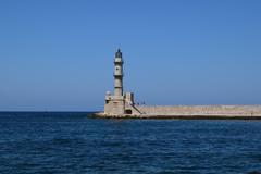 Chania lighthouse in Greece at sunset