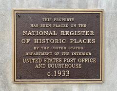 National Register of Historic Places plaque at Las Vegas Post Office and Courthouse