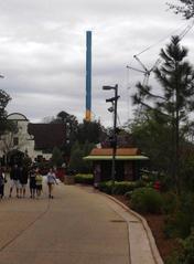 Falcon's Fury drop tower under construction at 300 feet height