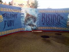 Falcon's Fury construction site banner at Busch Gardens