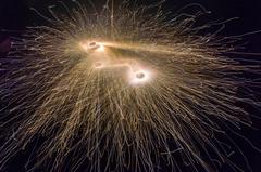 ground spiral firework long exposure