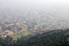 Top view of Alwar city from Bala Quila with City Palace and Cenotaph of Musi Maharani