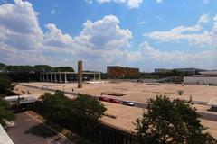 Praça dos Três Poderes in Brasilia with Supremo Tribunal Federal and Pombal seen from east