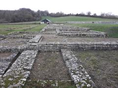 North Leigh Roman Villa ruins with stone foundations in North Leigh, Oxfordshire