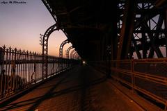 Imbaba Bridge over the Nile River at sunset in Cairo, Egypt