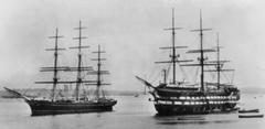 Cutty Sark and HMS Worcester moored together