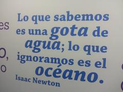 Isaac Newton quote on mural at Acuario Inbursa