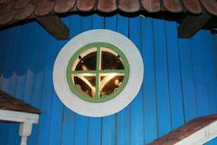 Circular window in Moomin House at Junibacken