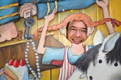 Shaun Tan poses as Pippi Longstocking at Junibacken in Stockholm