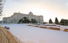 Royal Palace of Madrid after snowfall