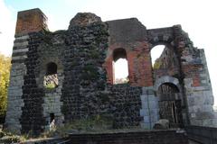 Kaiserpfalz ruins in Kaiserswerth, Düsseldorf on a cloudy day