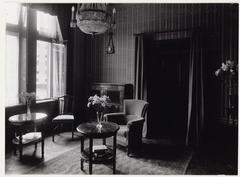 Black and white photo of the interior of Industria building on Dam Square, 1918, by J. Merkelbach