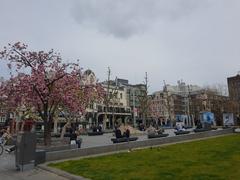 largely empty Rembrandtplein during corona crisis