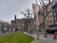 largely empty Rembrandtplein during the corona crisis