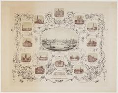 Amsterdam city profile lithograph by Emrik en Binger, circa 1870