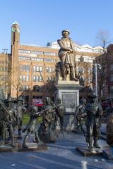 The Rembrandtmonument and Nightwatch 3D in Rembrandtplein, Amsterdam