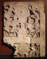 Ancient Dharmachakra sculpture from Amaravati, Andhra Pradesh, India