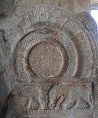 Railing Pillar with Amaravati Art at Velpuru Ramalingeswara Temple