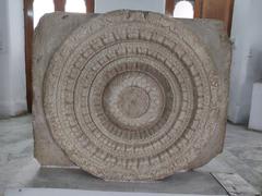 Lotus medallion limestone railing at Telangana State Archaeology Museum