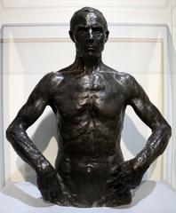 Bronze male torso sculpture by George Minne