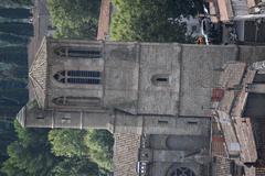 Panoramic view from Saint Vincent Church tower in Carcassonne featuring Saint Michael's Cathedral